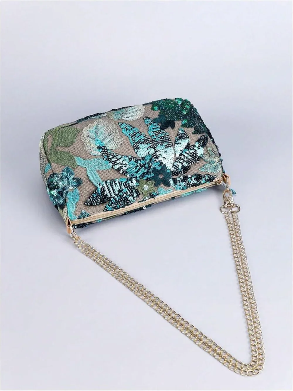 Floral Embroidered Beaded Clutch Purse for Weddings & Special Events